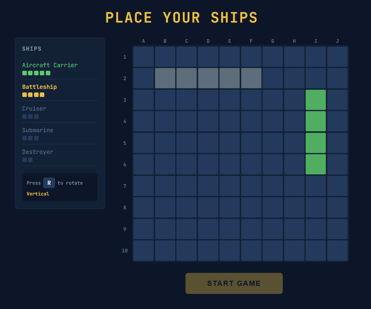 Battleships placement