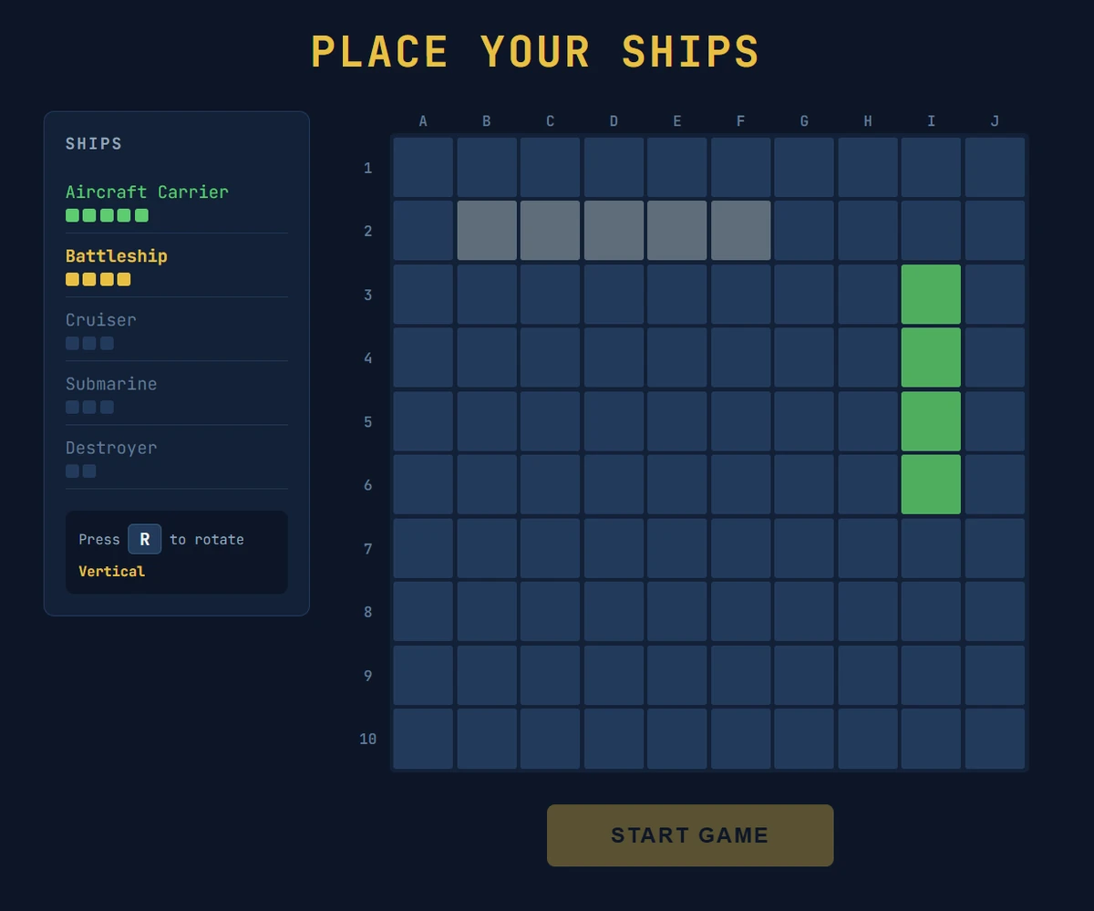 Battleships placement